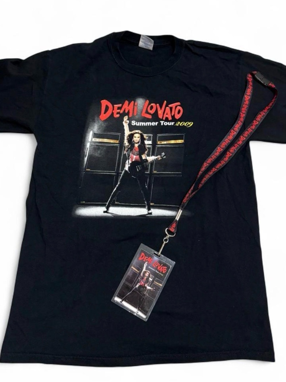 Vintage 2009 Demi Lovato Concert Tour Shirt & Lanyard Pass Bundle Size Adult M